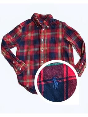 Ralph Lauren Kids Classic Red Plaid Flannel Shirt - Boys Size 4